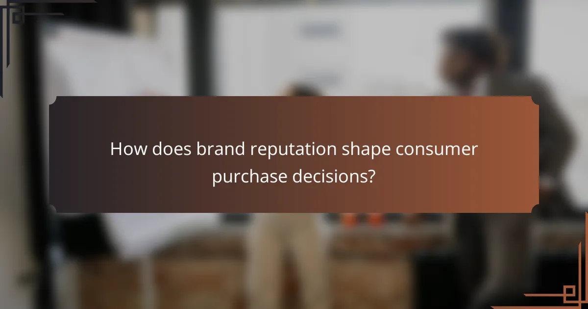 How does brand reputation shape consumer purchase decisions?