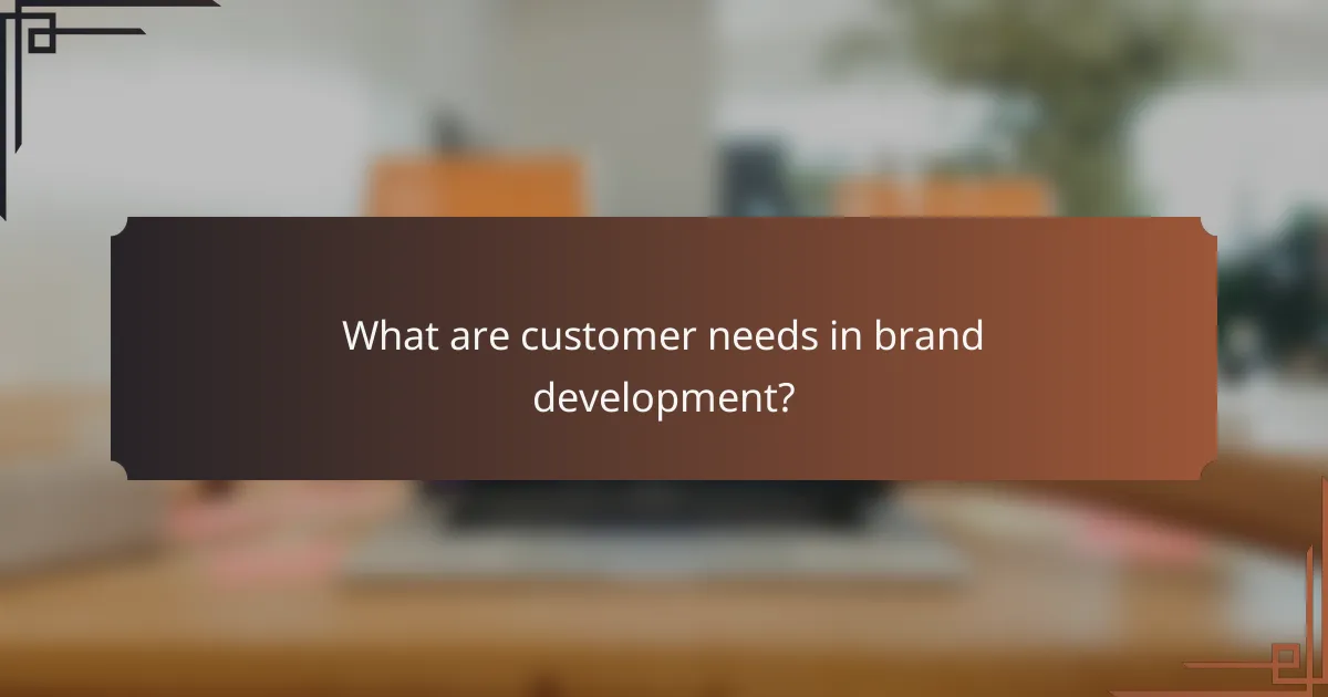 What are customer needs in brand development?
