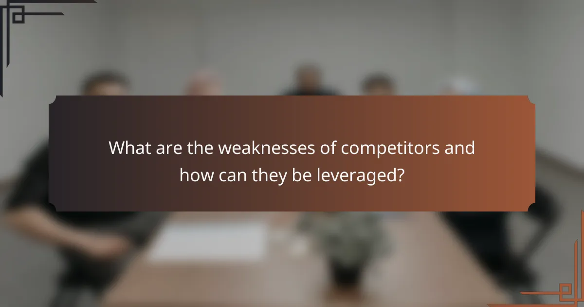 What are the weaknesses of competitors and how can they be leveraged?